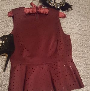 Metaphor Maroon Peplum Top